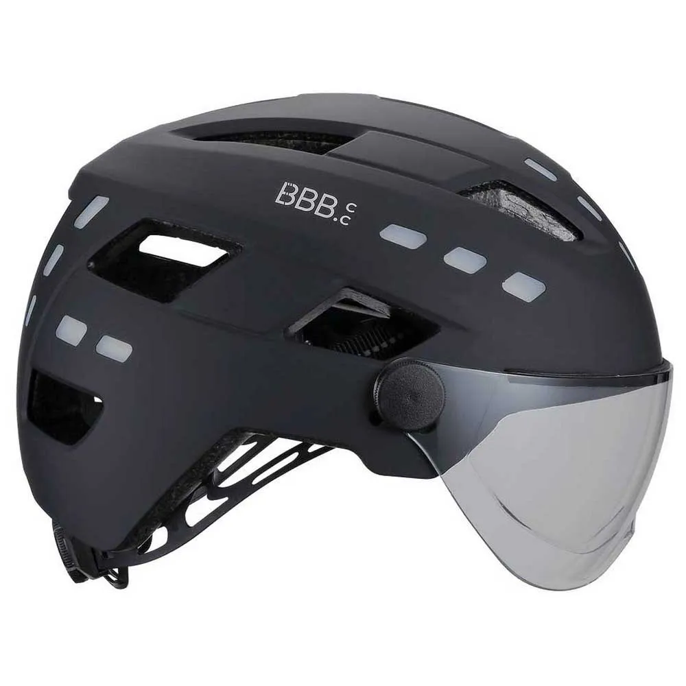 BBB District Led Faceshield Stadthelm, Matt black BBB District Led Faceshield Stadthelm, Matt black