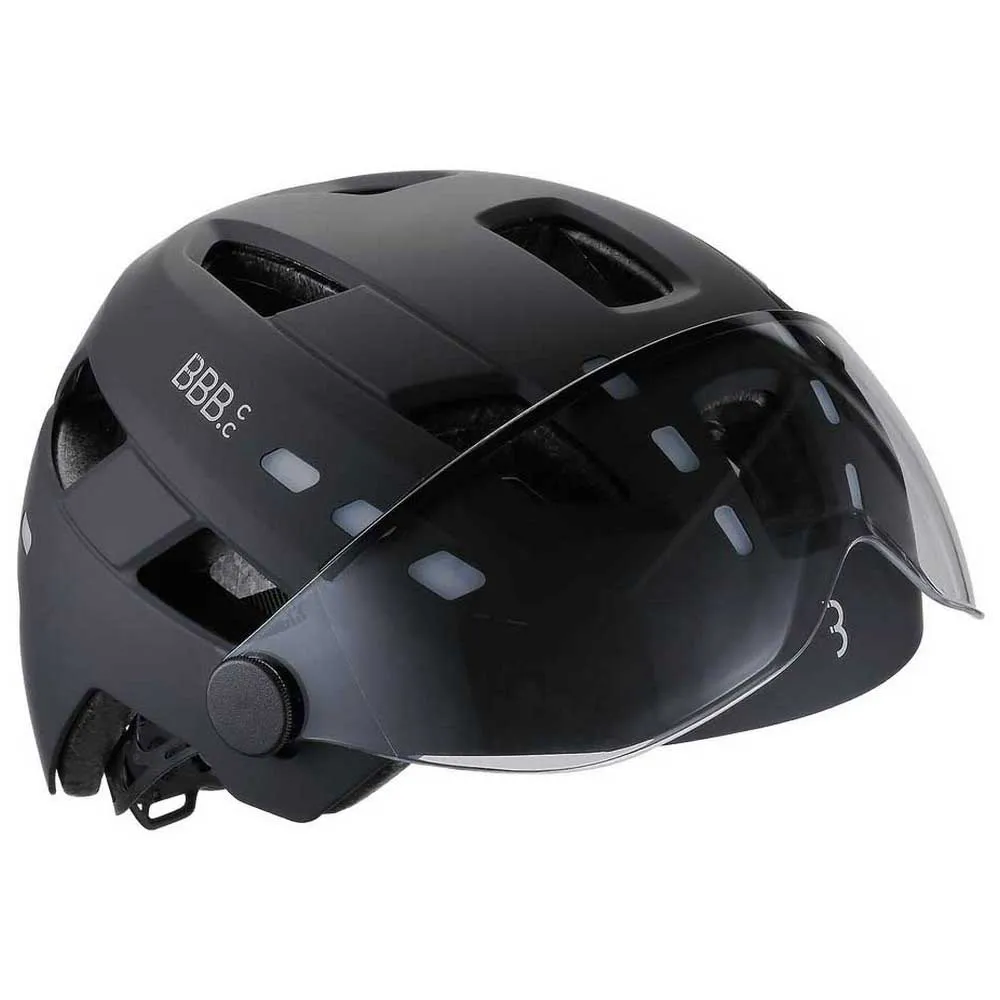 BBB District Led Faceshield Stadthelm, Matt black BBB District Led Faceshield Stadthelm, Matt black