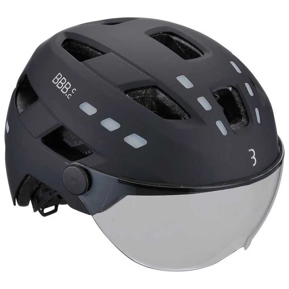 BBB District Led Faceshield Stadthelm, Matt black BBB District Led Faceshield Stadthelm, Matt black