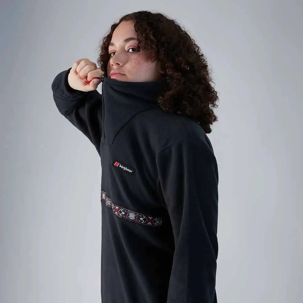 Berghaus Oversized Aztec Fleece Mit Halbem Reißverschluss, Jet black Berghaus Oversized Aztec Fleece Mit Halbem Reißverschluss, Jet black