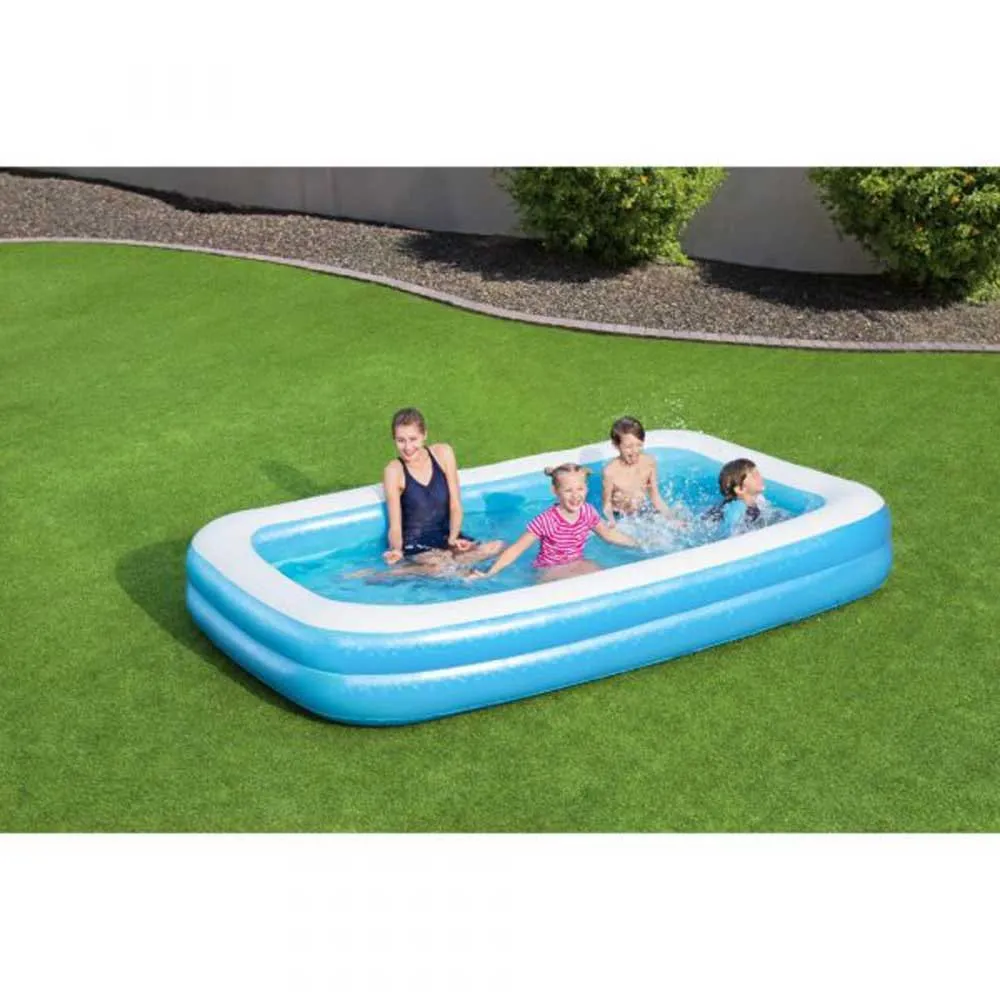 Bestway 305x183x46 Cm Rechteckiges Aufblasbares Schwimmbad, Blue / white, 850L