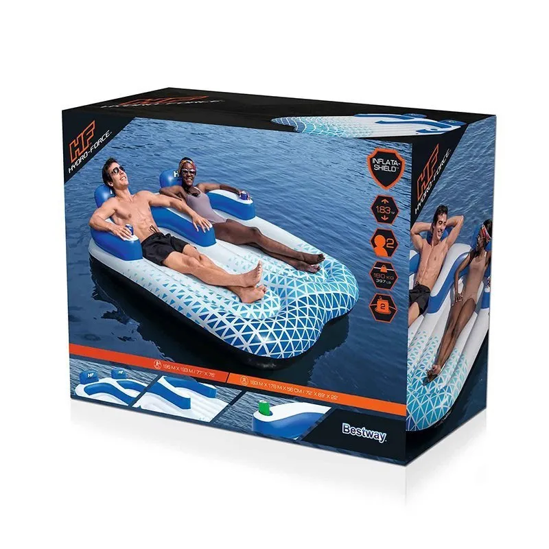 Bestway 43534 Doppel-schwimmstuhl unisex, Blue / white, 196 x 193cm Bestway 43534 Doppel-schwimmstuhl unisex, Blue / white, 196 x 193cm