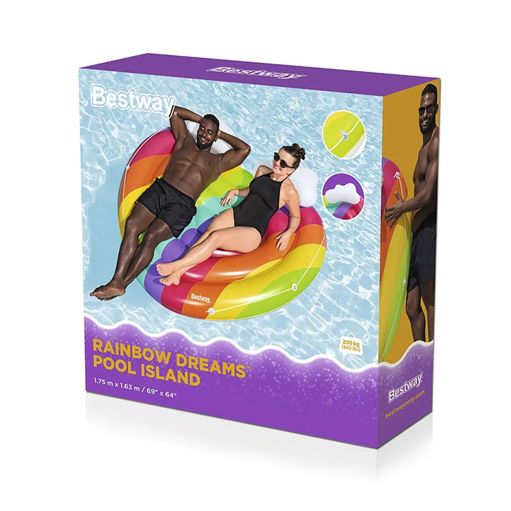 Bestway 43722 Rainbow Dreams Aufblasbare Insel, 175 x 163cm Bestway 43722 Rainbow Dreams Aufblasbare Insel, 175 x 163cm