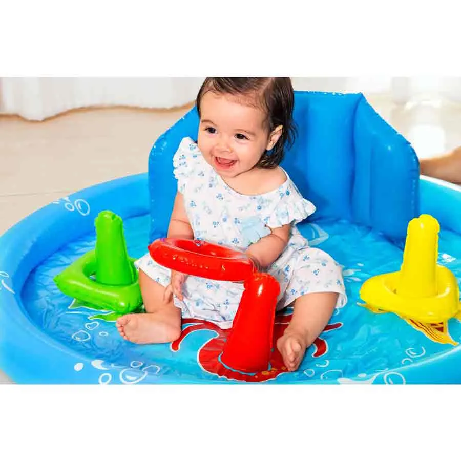 Bestway 52568 Lil´seashapes Planschbecken Mit Schattenspender 112x89x76 Cm, Multicolour, 112 x 86 x 76cm