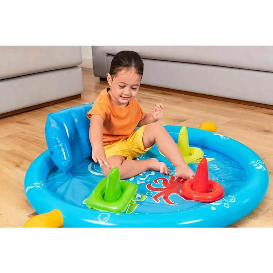 Bestway 52568 Lil´seashapes Planschbecken Mit Schattenspender 112x89x76 Cm, Multicolour, 112 x 86 x 76cm