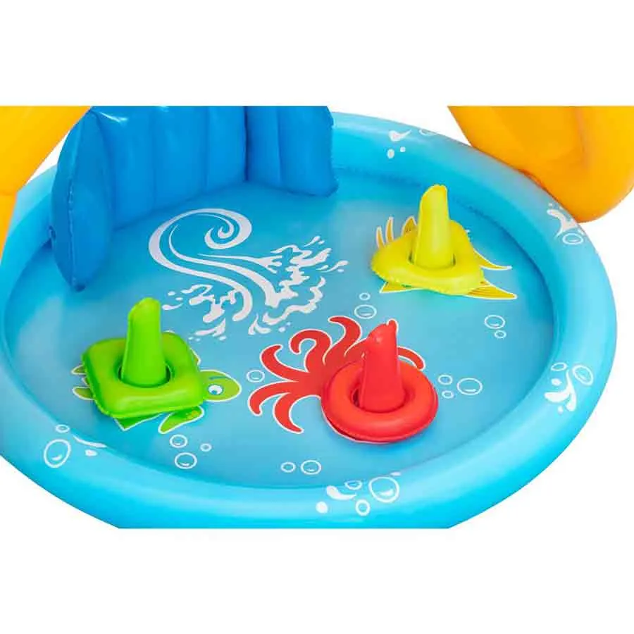 Bestway 52568 Lil´seashapes Planschbecken Mit Schattenspender 112x89x76 Cm unisex, Multicolour, 112 x 86 x 76cm