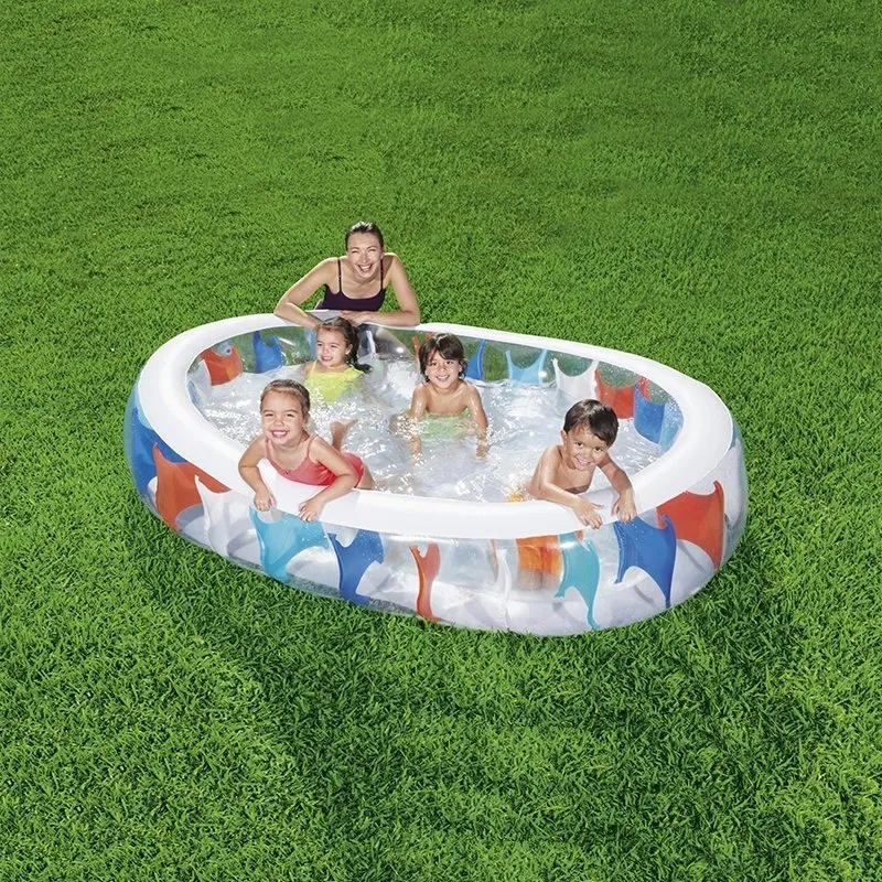 Bestway 54066 Ovaler Aufblasbarer Pool, White / blue / orange, 229 x 152 x 51cm Bestway 54066 Ovaler Aufblasbarer Pool, White / blue / orange, 229 x 152 x 51cm