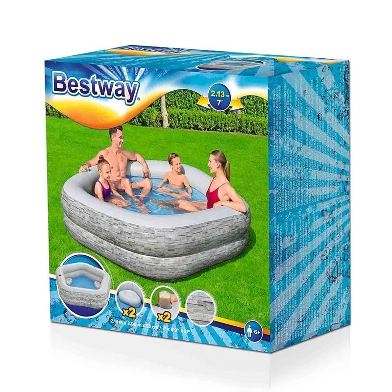 Bestway 54423 Aufblasbarer Pool, Grey / blue, 213 x 119 x 61cm Bestway 54423 Aufblasbarer Pool, Grey / blue, 213 x 119 x 61cm