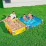 Bestway 561 Quadratischer Abnehmbarer Rohrrahmenpool Mit Sandkasten, Blue / yellow, 213 x 122 x 30.5cm