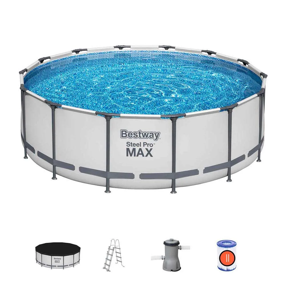 Bestway 5612x Steel Pro Max Ø427x122cm Runder Rohrpool, White / grey / blue, 15232L Bestway 5612x Steel Pro Max Ø427x122cm Runder Rohrpool, White / grey / blue, 15232L