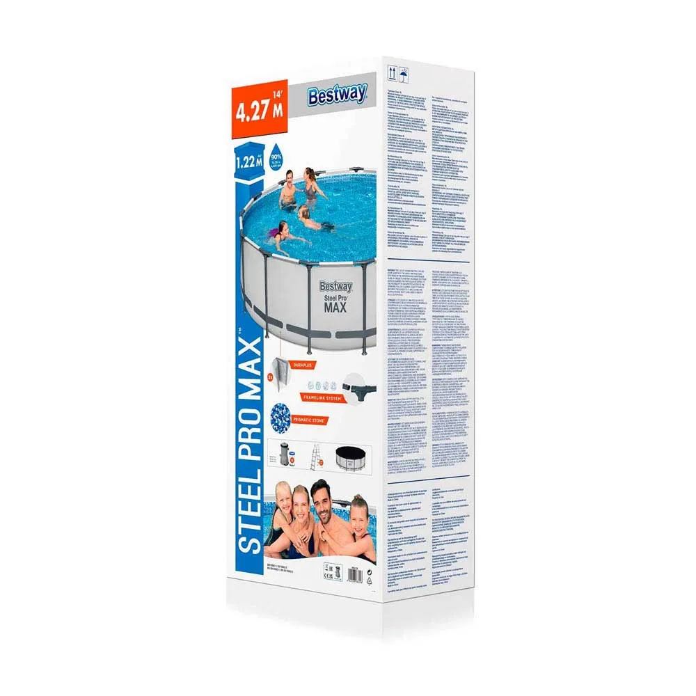 Bestway 5612x Steel Pro Max Ø427x122cm Runder Rohrpool, White / grey / blue, 15232L Bestway 5612x Steel Pro Max Ø427x122cm Runder Rohrpool, White / grey / blue, 15232L