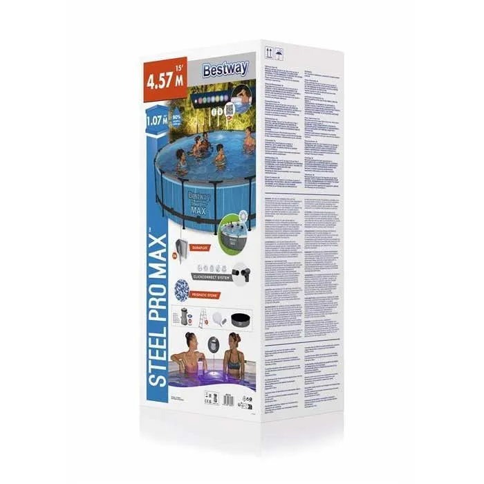 Bestway 561gd Steel Pro Max Ø457x107cm Runder Rohrpool, White / grey / blue, 14970L Bestway 561gd Steel Pro Max Ø457x107cm Runder Rohrpool, White / grey / blue, 14970L