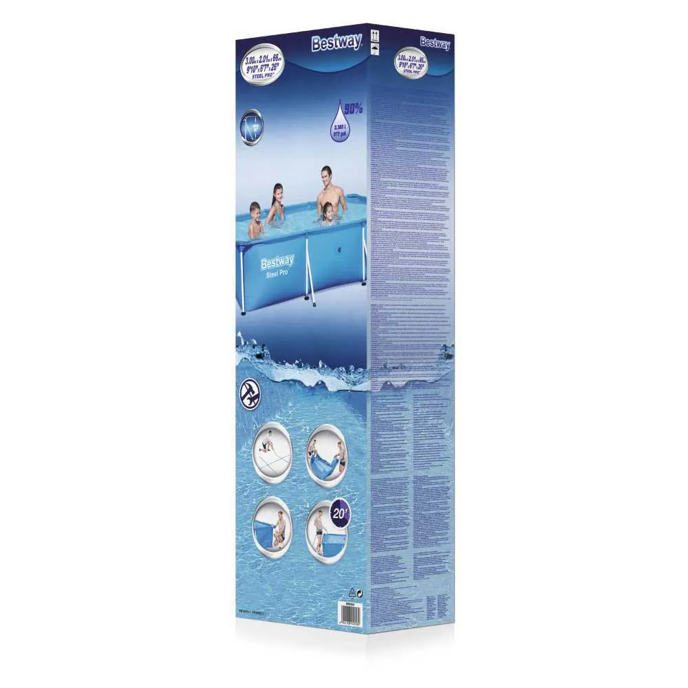 Bestway 56404 Steel Pro 300x201x66cm Rechteckiges Rohrpool Ohne Filter/reinigung, Blue / white, 3300L Bestway 56404 Steel Pro 300x201x66cm Rechteckiges Rohrpool Ohne Filter/reinigung, Blue / white, 3300L