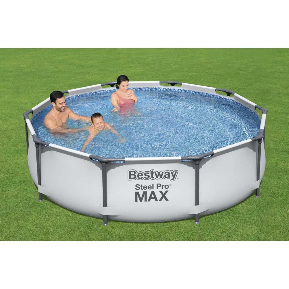Bestway 56406 Steel Pro Max Ø305x76cm Runder Rohrpool Ohne Filter/reinigung unisex, White / grey / blue, 4678L