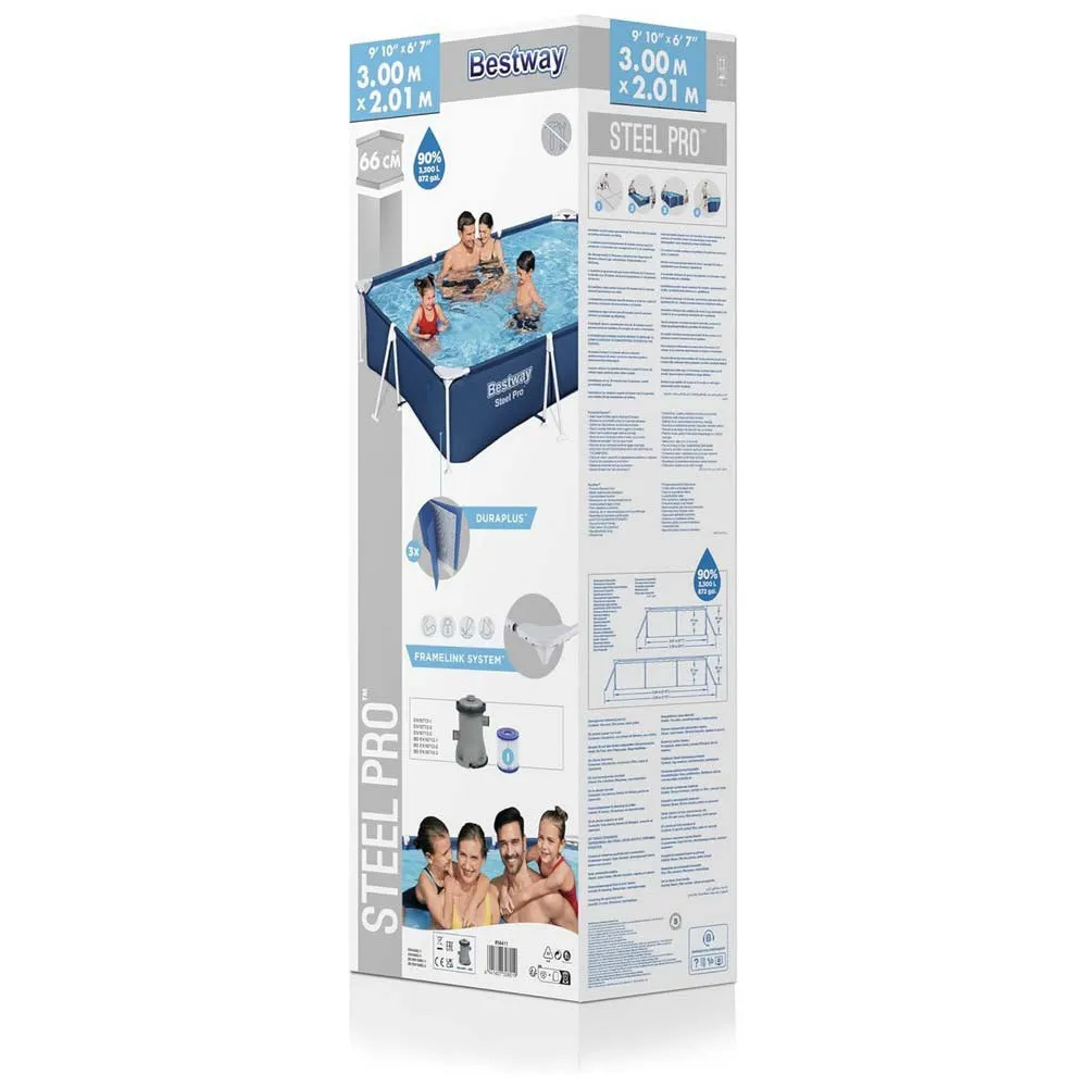 Bestway 56411 Steel Pro 300x201x66cm Rechteckiges Rohrpool, Blue / white, 3300L Bestway 56411 Steel Pro 300x201x66cm Rechteckiges Rohrpool, Blue / white, 3300L