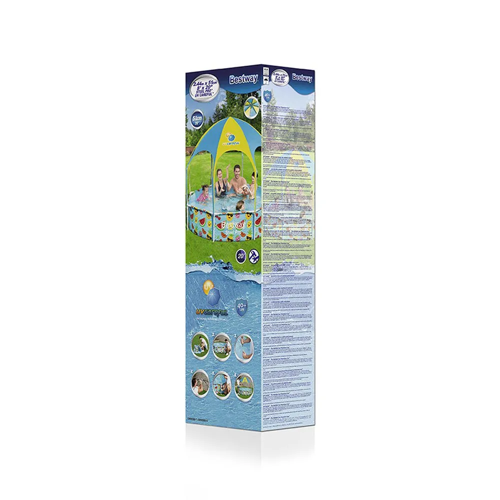 Bestway 56432 Steel Pro Splash-in-shade Ø244x51cm Runder Rohrpool Ohne Filter/reinigung, Multicolour, 1688L Bestway 56432 Steel Pro Splash-in-shade Ø244x51cm Runder Rohrpool Ohne Filter/reinigung, Multicolour, 1688L