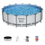 Bestway 56438 Steel Pro Max Ø457x122cm Runder Rohrpool, White / grey / blue, 16015L