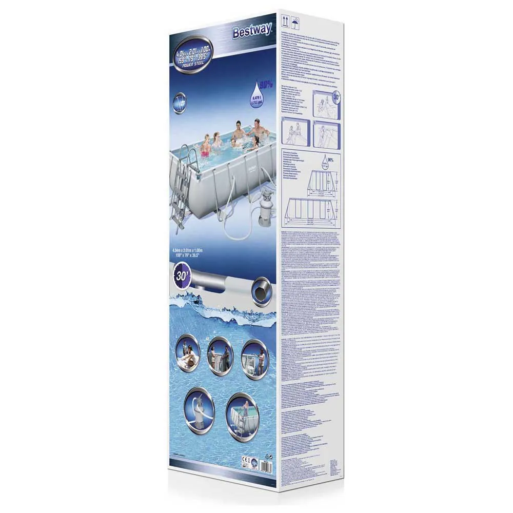 Bestway 56442 Power Steel 404x201x100cm Rechteckiges Rohrpool, Grey / blue, 6478L Bestway 56442 Power Steel 404x201x100cm Rechteckiges Rohrpool, Grey / blue, 6478L