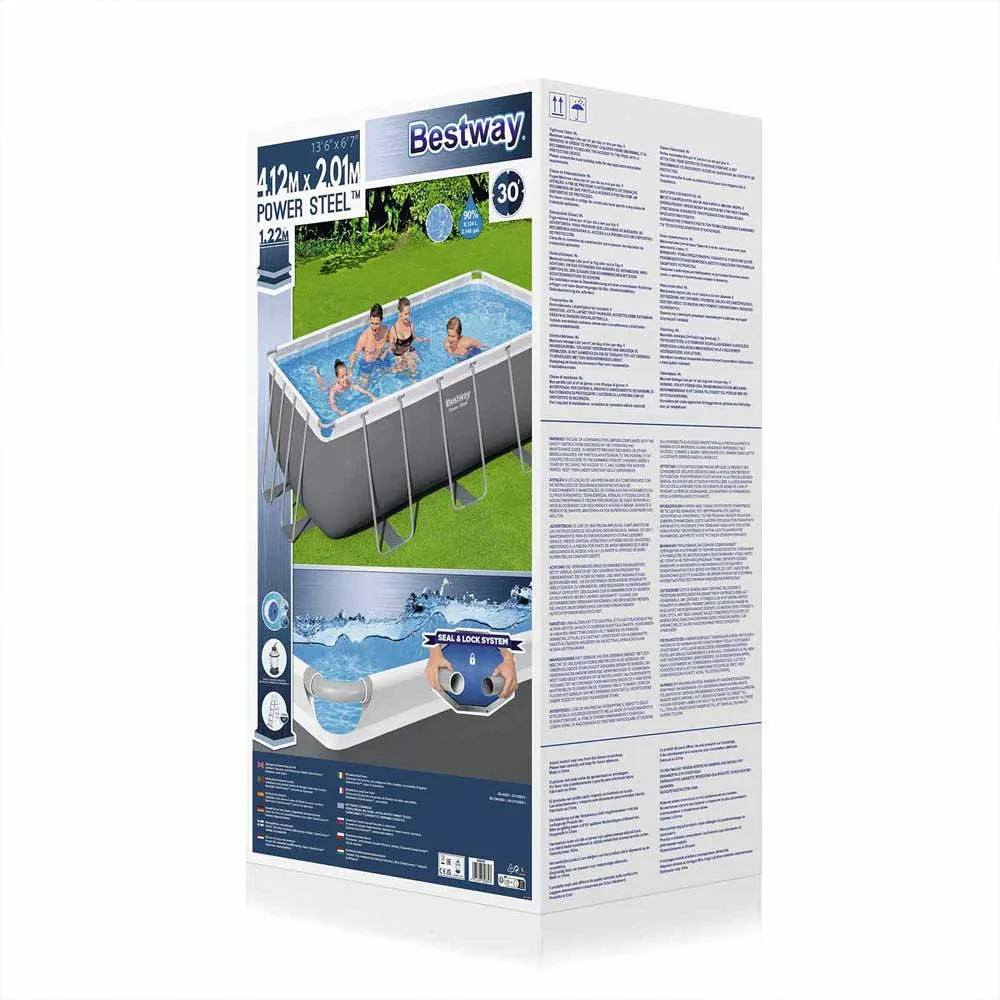 Bestway 56457 Power Steel 412x201x122cm Rechteckiges Rohrpool, Grey / blue, 8124L Bestway 56457 Power Steel 412x201x122cm Rechteckiges Rohrpool, Grey / blue, 8124L