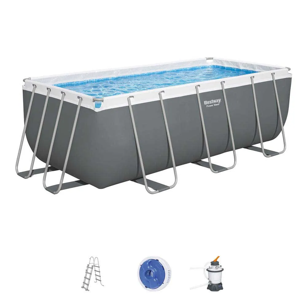 Bestway 56457 Power Steel 412x201x122cm Rechteckiges Rohrpool, Grey / blue, 8124L Bestway 56457 Power Steel 412x201x122cm Rechteckiges Rohrpool, Grey / blue, 8124L