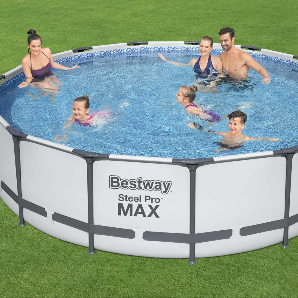 Bestway 56488 Steel Pro Max Ø457x107cm Runder Rohrpool, White / grey / blue, 14970L Bestway 56488 Steel Pro Max Ø457x107cm Runder Rohrpool, White / grey / blue, 14970L