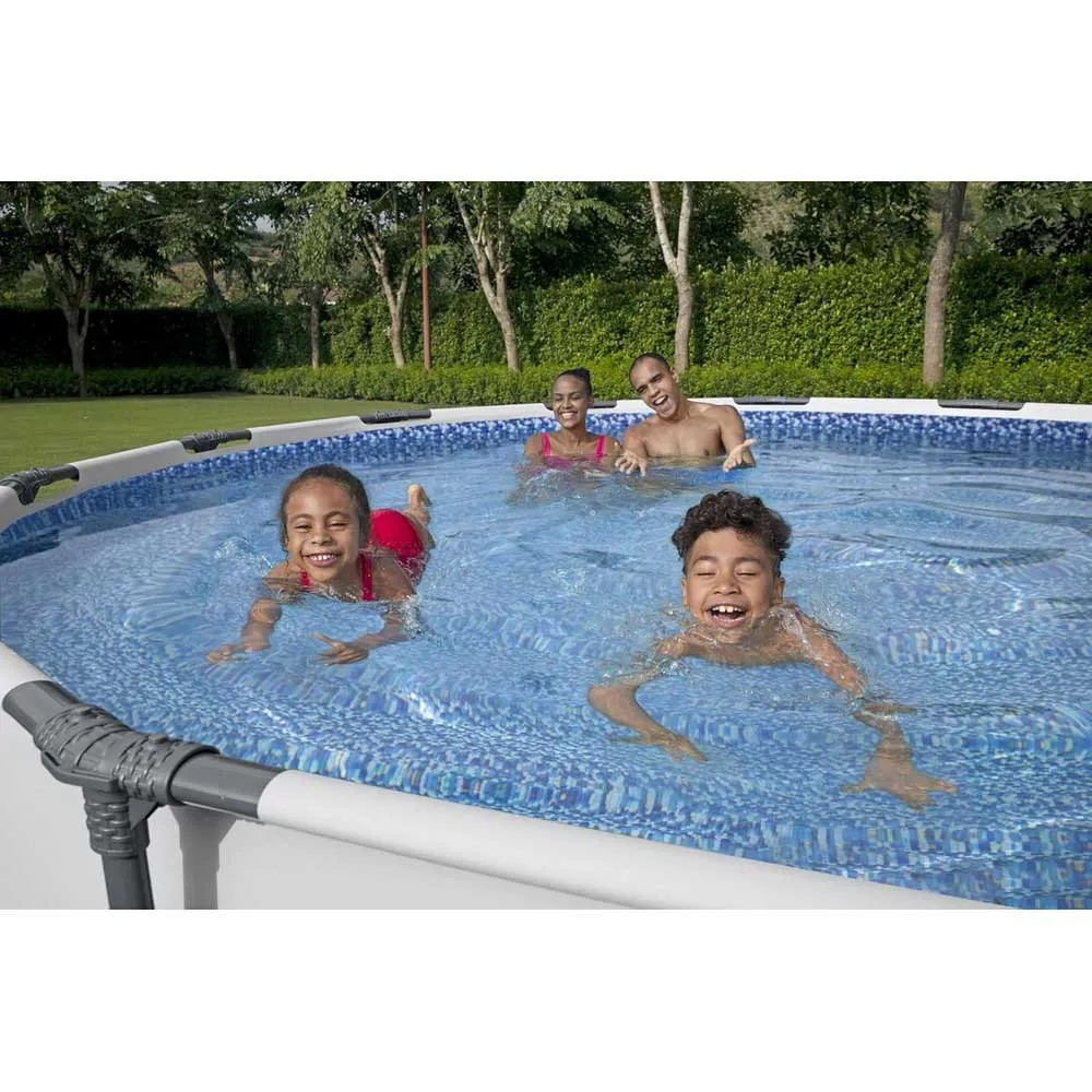 Bestway 56595 Steel Pro Ø427x84cm Runder Rohrpool unisex, White / grey / blue, 10220L