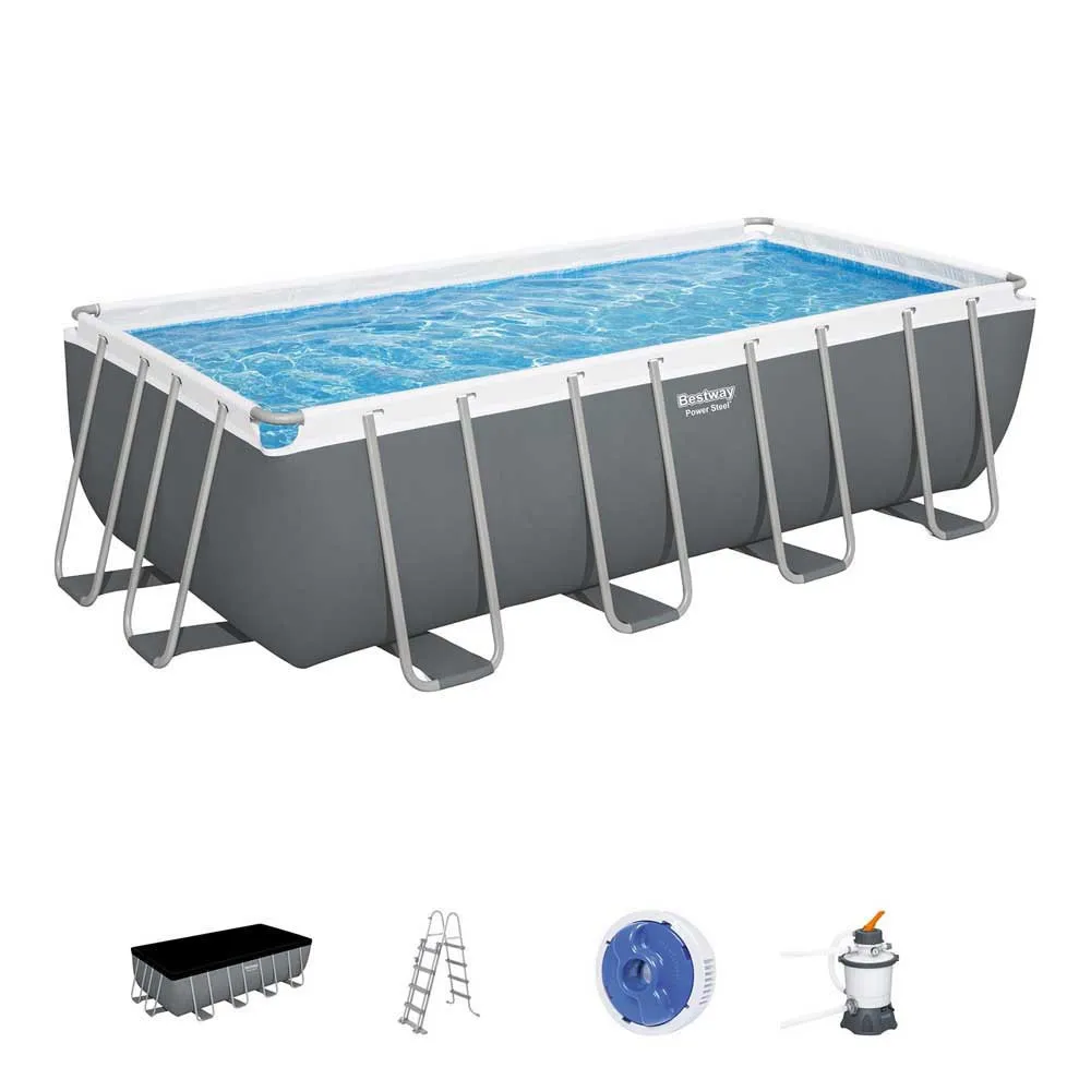 Bestway 56671 Power Steel 488x244x122cm Rechteckiges Rohrpool, Grey / blue, 11532L Bestway 56671 Power Steel 488x244x122cm Rechteckiges Rohrpool, Grey / blue, 11532L
