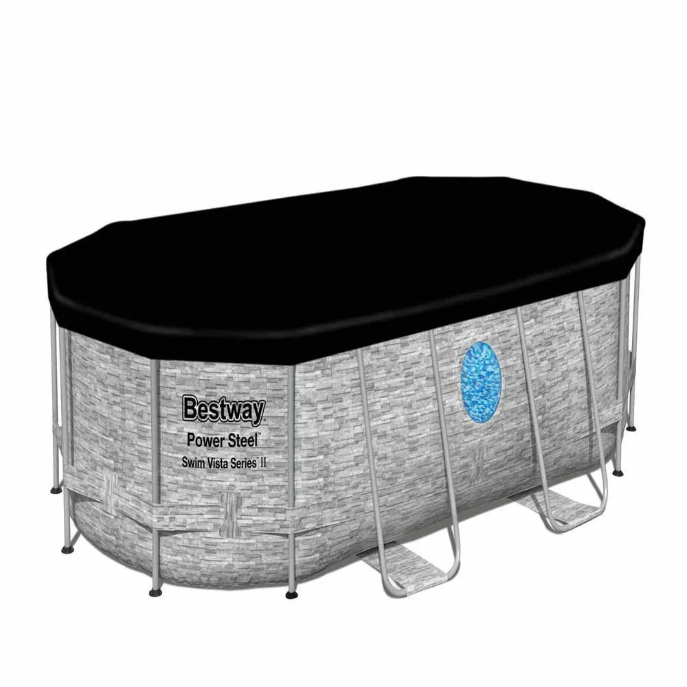 Bestway 56714 Power Steel Swim Vista 427x250x100cm Ovales Rohrpool, Grey / blue, 7250L Bestway 56714 Power Steel Swim Vista 427x250x100cm Ovales Rohrpool, Grey / blue, 7250L