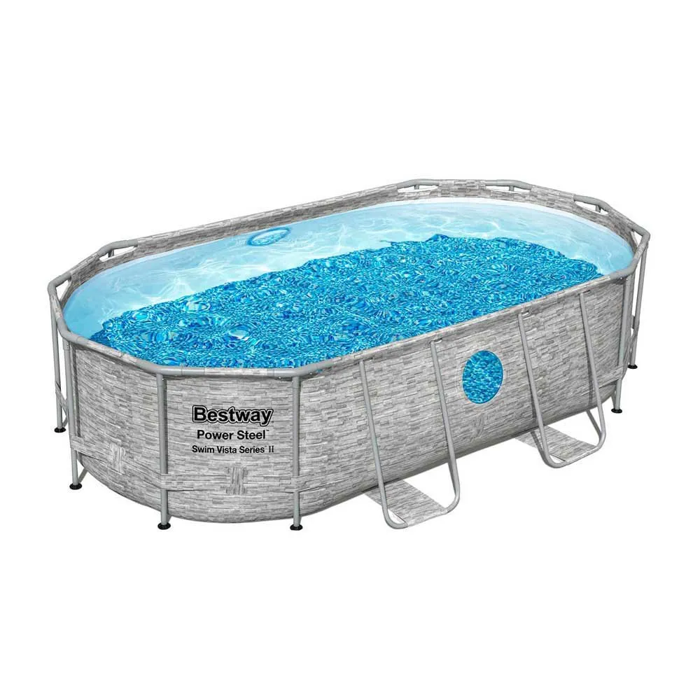 Bestway 56714 Power Steel Swim Vista 427x250x100cm Ovales Rohrpool, Grey / blue, 7250L Bestway 56714 Power Steel Swim Vista 427x250x100cm Ovales Rohrpool, Grey / blue, 7250L