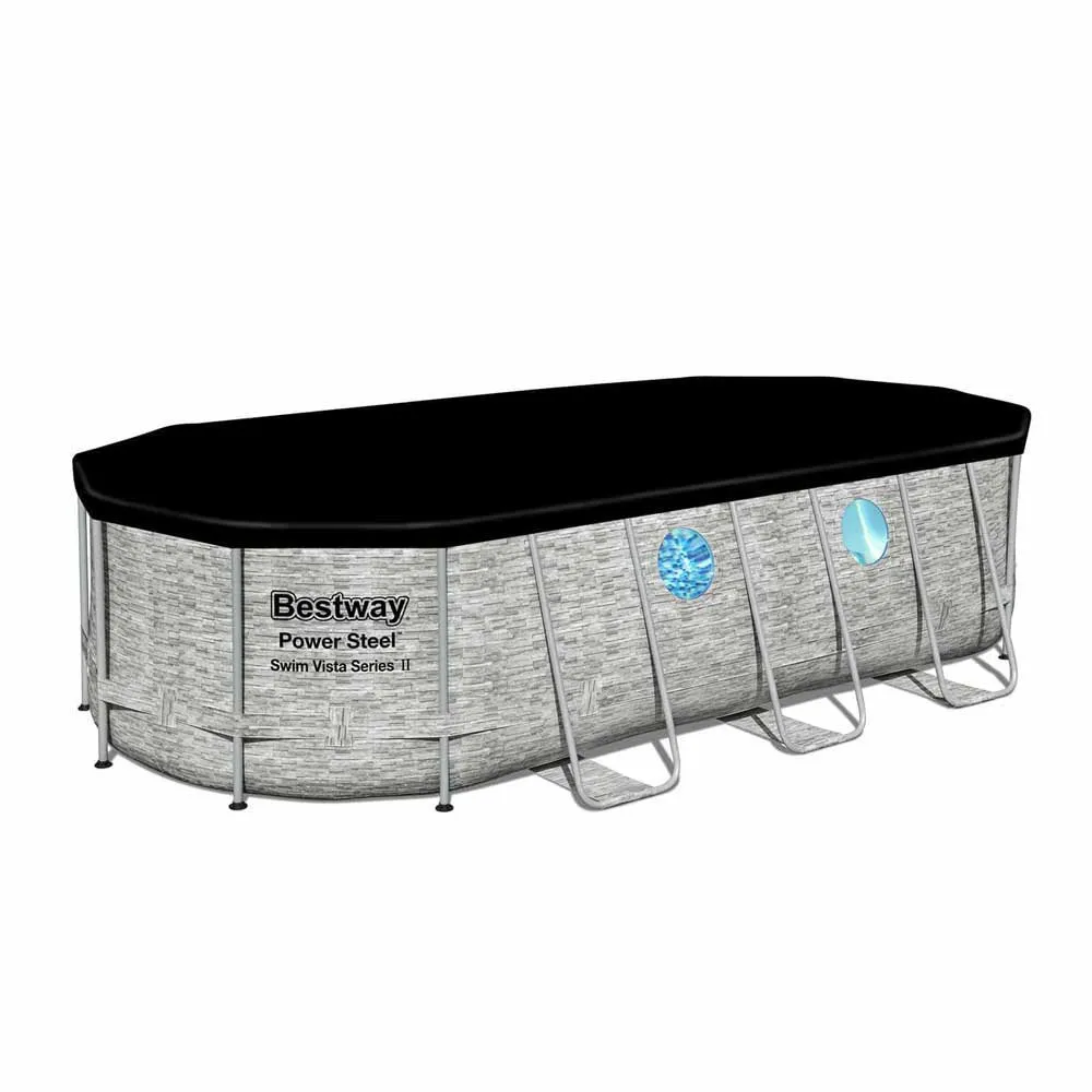 Bestway 56716 Power Steel Swim Vista 549x274x122cm Ovales Rohrpool, Grey / blue, 13430L Bestway 56716 Power Steel Swim Vista 549x274x122cm Ovales Rohrpool, Grey / blue, 13430L