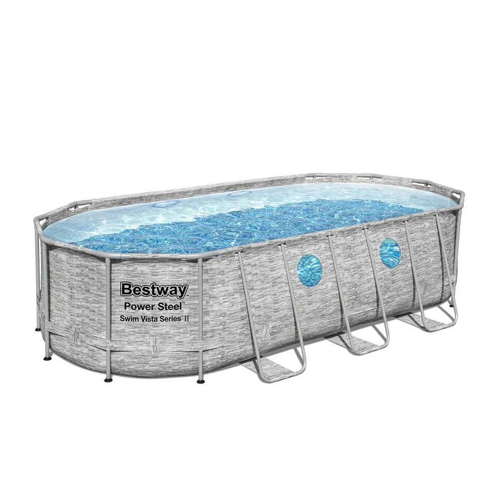 Bestway 56716 Power Steel Swim Vista 549x274x122cm Ovales Rohrpool, Grey / blue, 13430L Bestway 56716 Power Steel Swim Vista 549x274x122cm Ovales Rohrpool, Grey / blue, 13430L