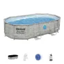 Bestway 56946 Power Steel Swim Vista 488x305x107cm Ovales Rohrpool, Grey / blue, 10949L