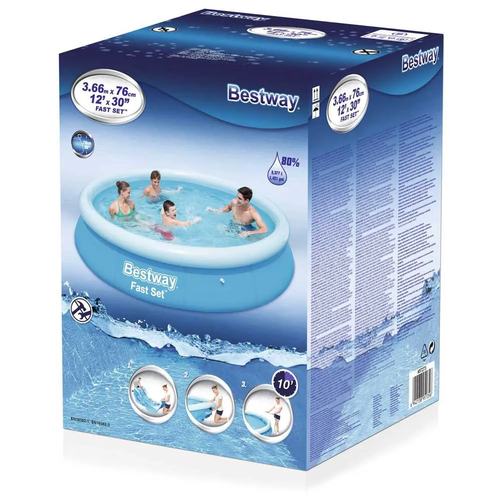 Bestway 57273 Fast Set Ø366x76cm Runder Aufblasbarer Pool, Blue, 5377L Bestway 57273 Fast Set Ø366x76cm Runder Aufblasbarer Pool, Blue, 5377L