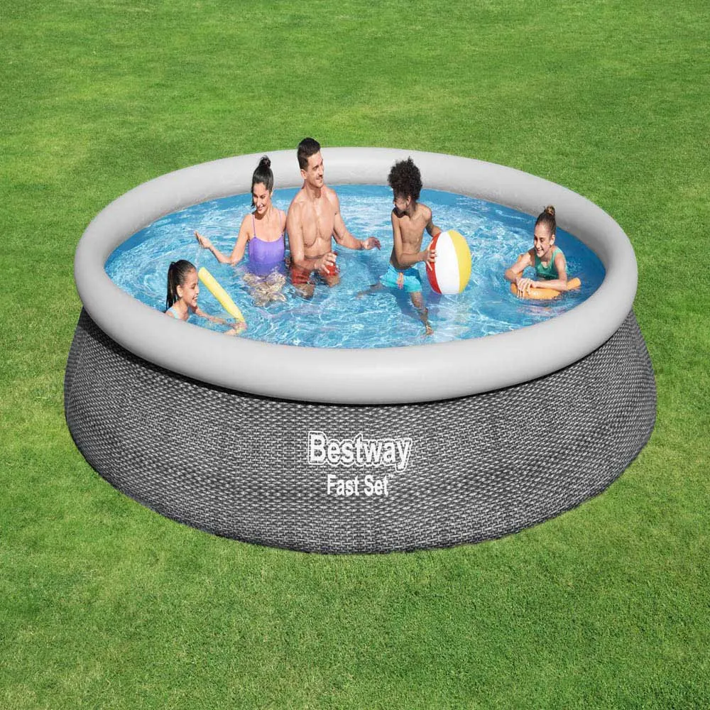 Bestway 57313 Fast Set Rattan Ø457x84cm Runder Aufblasbarer Pool, Blue, 9677L Bestway 57313 Fast Set Rattan Ø457x84cm Runder Aufblasbarer Pool, Blue, 9677L
