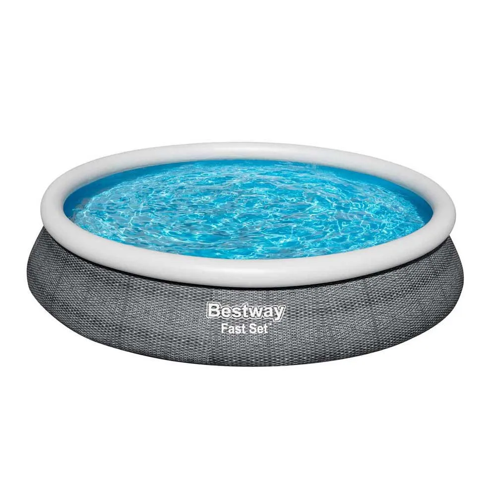 Bestway 57313 Fast Set Rattan Ø457x84cm Runder Aufblasbarer Pool, Blue, 9677L Bestway 57313 Fast Set Rattan Ø457x84cm Runder Aufblasbarer Pool, Blue, 9677L