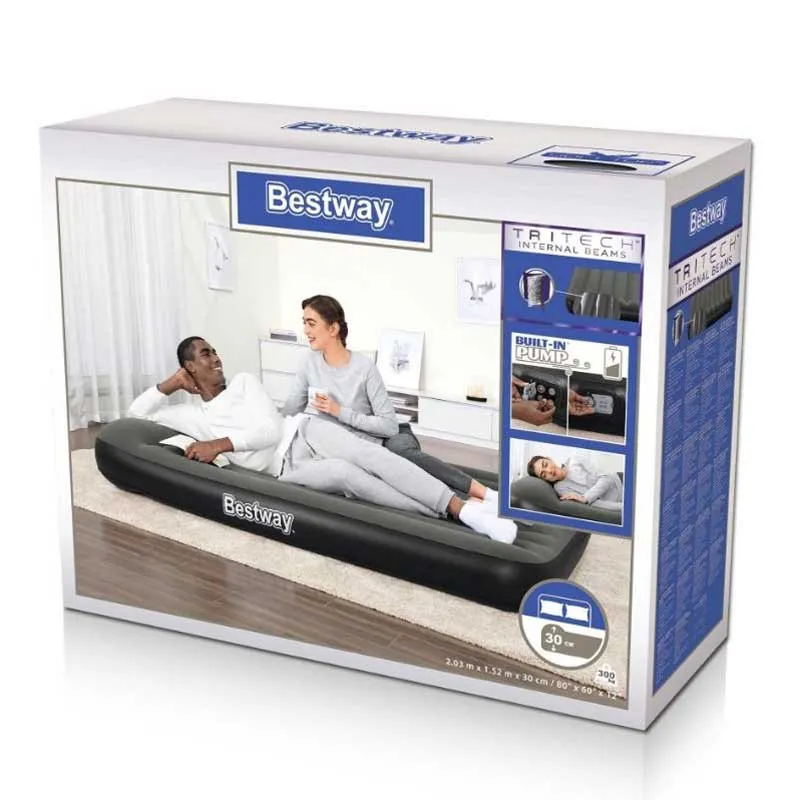 Bestway 67930 Double 203x152x30 Cm Doppel-luftbett Mit Eingebauter Pumpe, Multicolour, 203 x 152 x 30cm Bestway 67930 Double 203x152x30 Cm Doppel-luftbett Mit Eingebauter Pumpe, Multicolour, 203 x 152 x 30cm