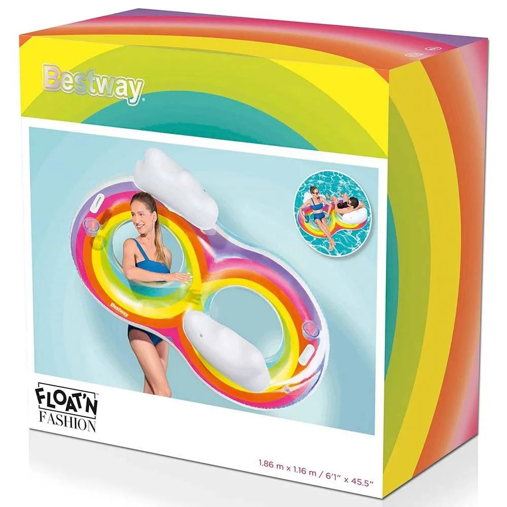 Bestway Aufblasbare Doppelliegematte Mit Rückenlehne 186x116 Cm, Multicolor, One Size