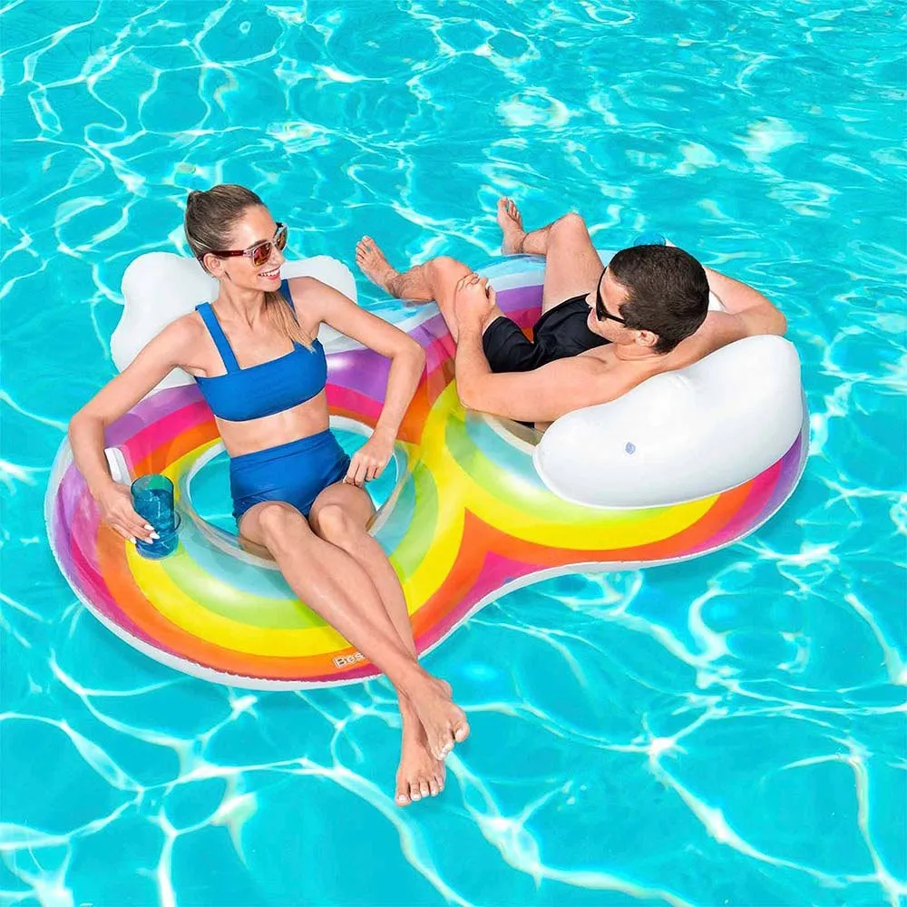 Bestway Aufblasbare Doppelliegematte Mit Rückenlehne 186x116 Cm, Multicolor, One Size