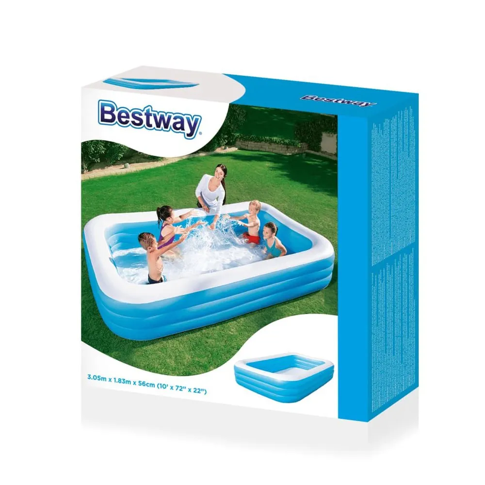 Bestway Aufblasbarer Pool 305x183x56 Cm, Blue / white, 305 x 183 x 56cm