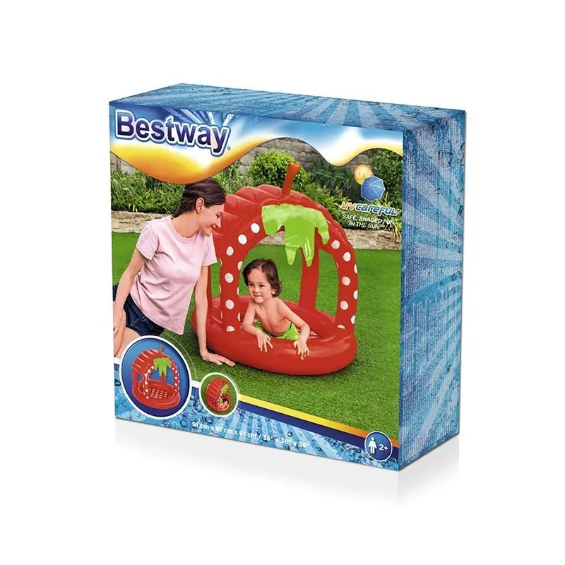 Bestway Aufblasbarer Pool In Erdbeerform Mit Sonnenschirm, Red, 91 x 91 x 91cm Bestway Aufblasbarer Pool In Erdbeerform Mit Sonnenschirm, Red, 91 x 91 x 91cm