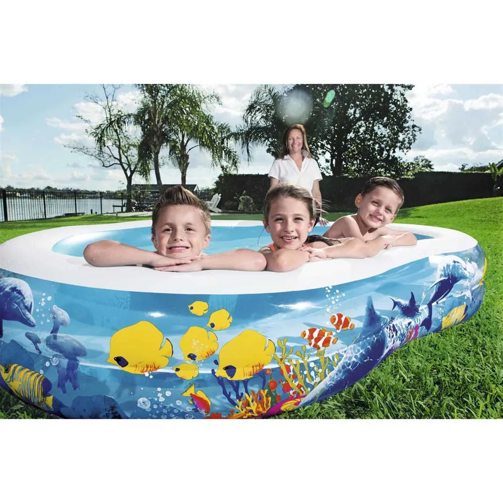 Bestway Family 262x157x46 Cm Ovaler Aufblasbarer Pool, Blue / white, 544L Bestway Family 262x157x46 Cm Ovaler Aufblasbarer Pool, Blue / white, 544L