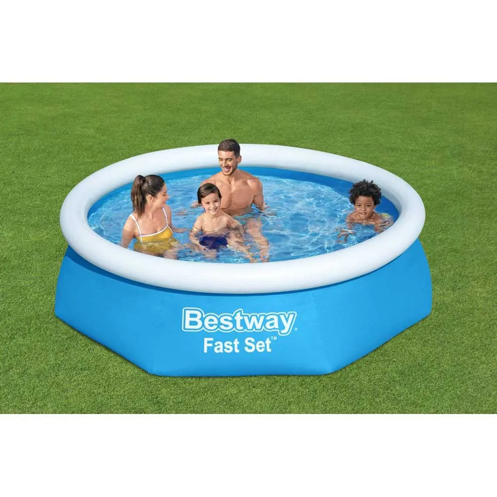 Bestway Fast Set 244x61 Cm Runder Aufblasbarer Pool, Blue / white, 1880L Bestway Fast Set 244x61 Cm Runder Aufblasbarer Pool, Blue / white, 1880L