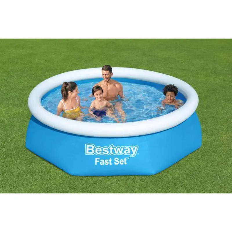 Bestway Fast Set Ø 244x61 Cm Runder Aufblasbarer Pool, Blue, 1880L Bestway Fast Set Ø 244x61 Cm Runder Aufblasbarer Pool, Blue, 1880L