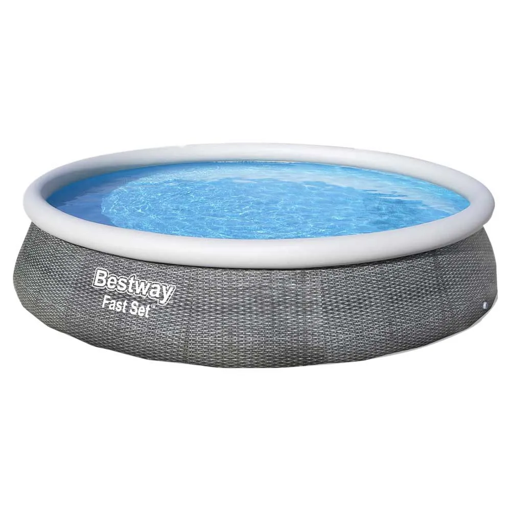 Bestway Fast Set Rattan 396x84 Cm Runder Aufblasbarer Pool, Grey, 7340L Bestway Fast Set Rattan 396x84 Cm Runder Aufblasbarer Pool, Grey, 7340L
