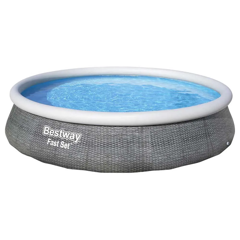 Bestway Fast Set Rattan 396x84 Cm Runder Aufblasbarer Pool, Grey, 7340L Bestway Fast Set Rattan 396x84 Cm Runder Aufblasbarer Pool, Grey, 7340L