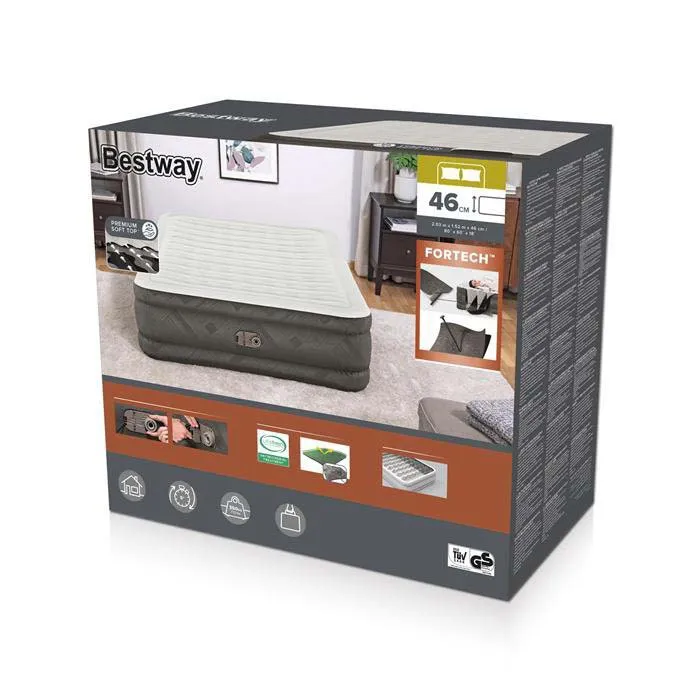 Bestway Fortech Tough Guard Twin Wave-beam Reinforced Doppel-luftbett Mit Eingebauter Pumpe, Beige, 203 x 152 x 46cm Bestway Fortech Tough Guard Twin Wave-beam Reinforced Doppel-luftbett Mit Eingebauter Pumpe, Beige, 203 x 152 x 46cm