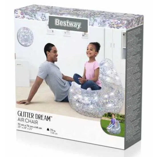 Bestway Glitter Dream Air Aufblasbares Sofa, Clear / glitter, +6Y Bestway Glitter Dream Air Aufblasbares Sofa, Clear / glitter, +6Y