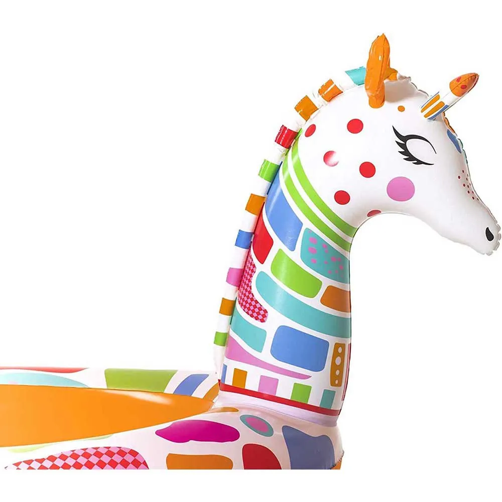 Bestway Goovy Giraffe Sprayer 266x157x127 Cm Ovales Aufstellbecken, Orange / white, 220L