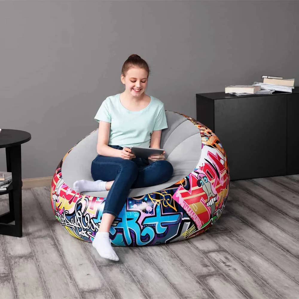 Bestway Graffitti Air Aufblasbares Sofa, Multicolour, 112 x 112 x 66cm