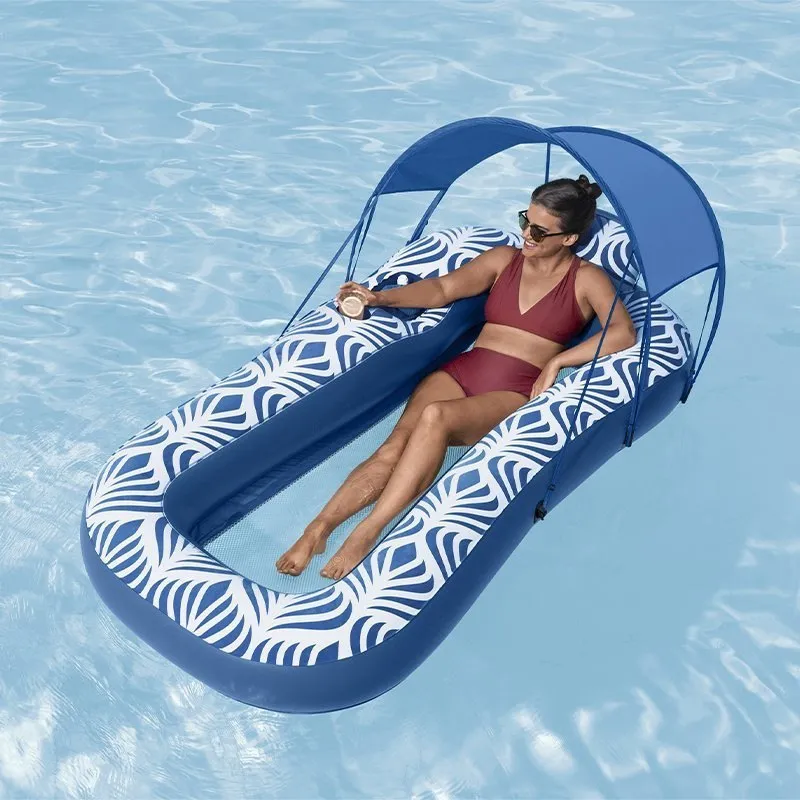 Bestway Komfortable Plüsch-luftmatratze Mit Sonnenschirm, Navy / white, 198 x 112cm Bestway Komfortable Plüsch-luftmatratze Mit Sonnenschirm, Navy / white, 198 x 112cm